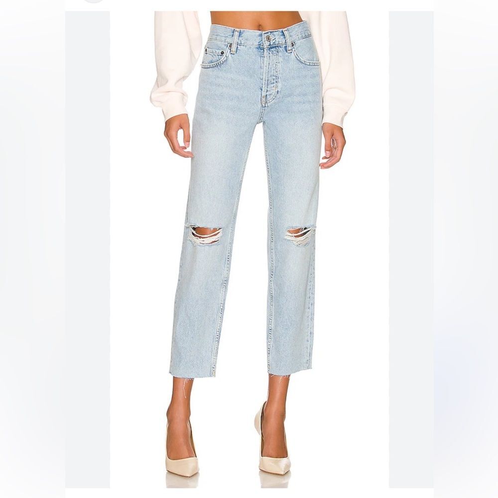 Rails Revolve Womens Atwater Slouchy Straight Leg Jeans Size 25 Distressed